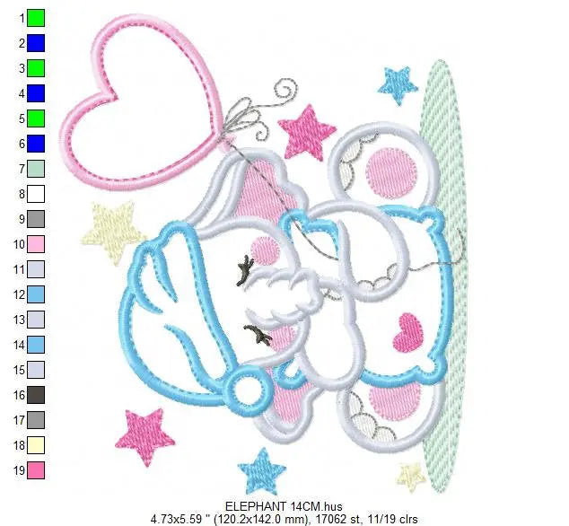 Sleepy Elephant embroidery designs - Sleeping Animal embroidery design machine embroidery pattern - Elephant applique - instant download pes Marcia Embroidery