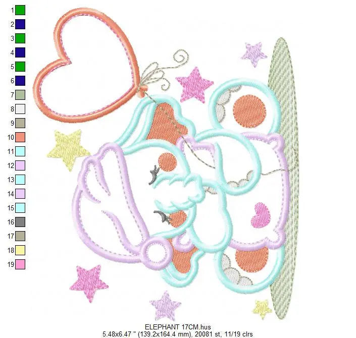 Sleepy Elephant embroidery designs - Sleeping Animal embroidery design machine embroidery pattern - Elephant applique - instant download pes Marcia Embroidery