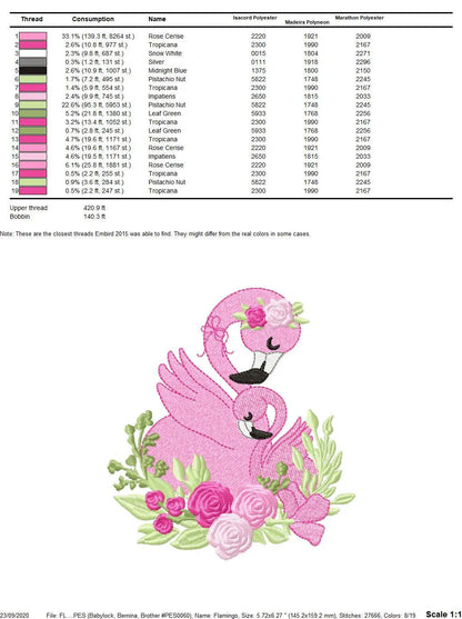 Flamingo embroidery designs - Bird embroidery design machine embroidery pattern - instant download - baby girl embroidery file pink flamingo Marcia Embroidery