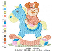 Carica l&#39;immagine nel visualizzatore di Gallery, Toy Horse embroidery design - Boy embroidery designs machine embroidery pattern - Baby embroidery file - Horse with dog digital file
