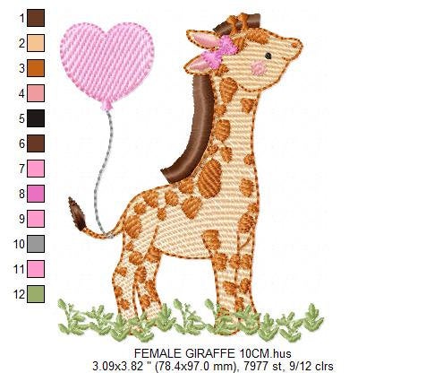Giraffe embroidery design - Animal embroidery designs machine embroidery pattern - Baby boy embroidery file - Giraffe with butterflies pes