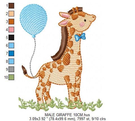 Giraffe embroidery design - Animal embroidery designs machine embroidery pattern - Baby boy embroidery file - Giraffe with butterflies pes