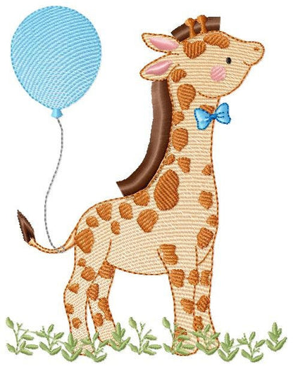 Giraffe embroidery design - Animal embroidery designs machine embroidery pattern - Baby boy embroidery file - Giraffe with butterflies pes