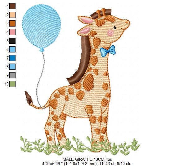 Giraffe embroidery design - Animal embroidery designs machine embroidery pattern - Baby boy embroidery file - Giraffe with butterflies pes