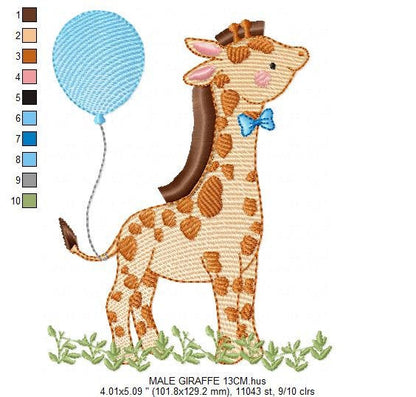 Giraffe embroidery design - Animal embroidery designs machine embroidery pattern - Baby boy embroidery file - Giraffe with butterflies pes