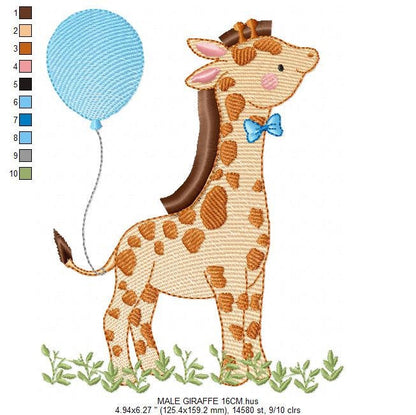 Giraffe embroidery design - Animal embroidery designs machine embroidery pattern - Baby boy embroidery file - Giraffe with butterflies pes