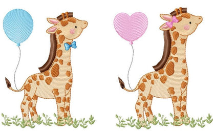 Giraffe embroidery design - Animal embroidery designs machine embroidery pattern - Baby boy embroidery file - Giraffe with butterflies pes