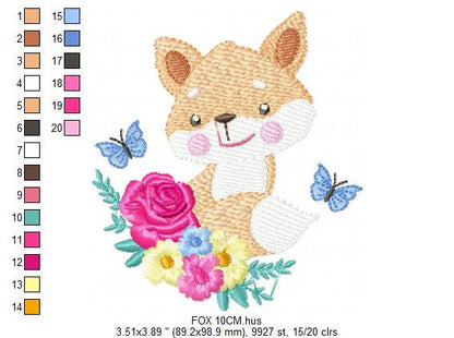 Red Fox embroidery designs - Woodland animals embroidery design machine embroidery pattern - Baby girl embroidery file - instant download
