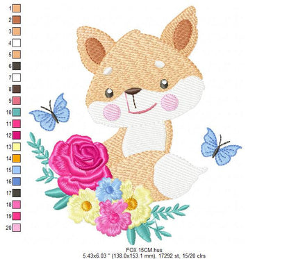 Red Fox embroidery designs - Woodland animals embroidery design machine embroidery pattern - Baby girl embroidery file - instant download