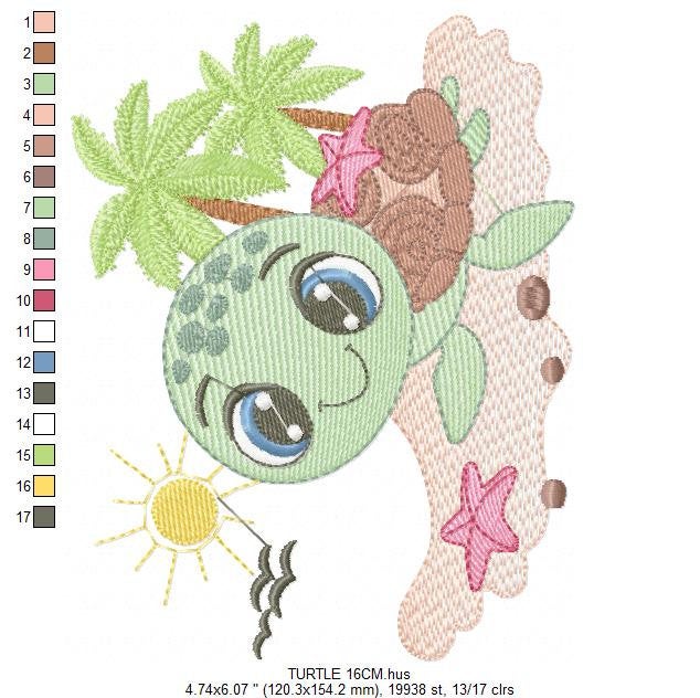 Turtle embroidery design - Ocean animal embroidery designs machine embroidery pattern - Baby boy embroidery - Beach embroidery download