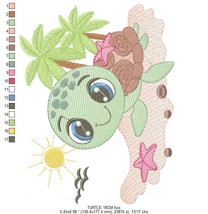 Turtle embroidery design - Ocean animal embroidery designs machine embroidery pattern - Baby boy embroidery - Beach embroidery download