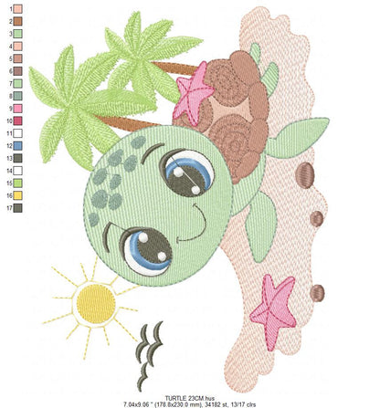 Turtle embroidery design - Ocean animal embroidery designs machine embroidery pattern - Baby boy embroidery - Beach embroidery download