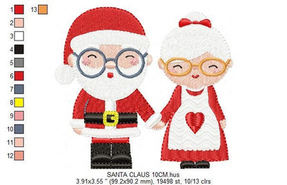 Xmas embroidery designs - Santa Claus embroidery design machine embroidery pattern - Mama Claus embroidery file - Christmas design digital
