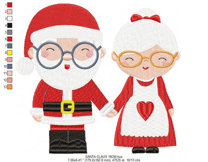 Xmas embroidery designs - Santa Claus embroidery design machine embroidery pattern - Mama Claus embroidery file - Christmas design digital