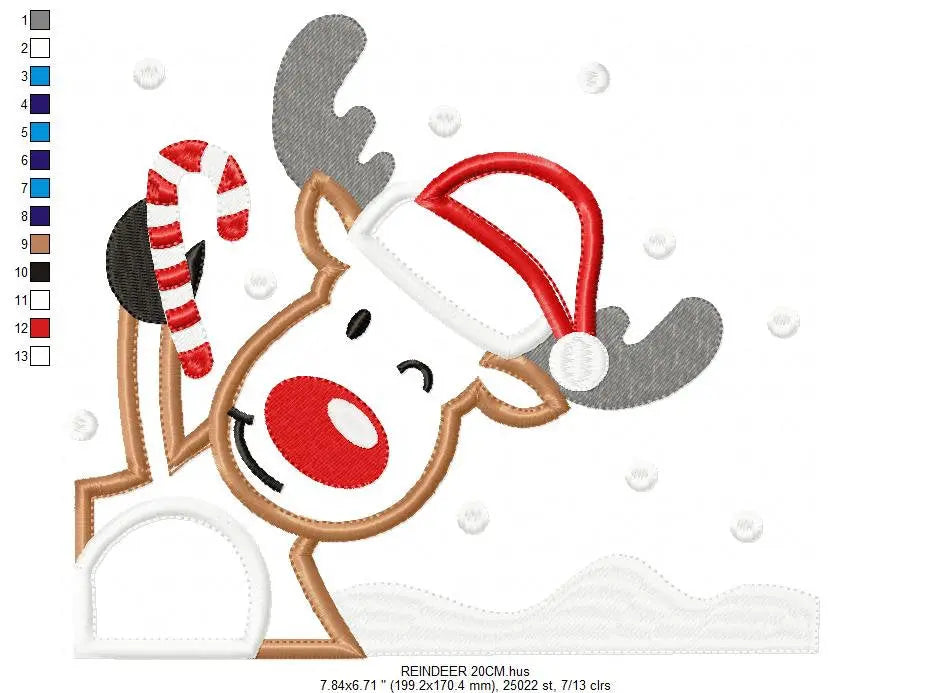 Christmas Rudolf Reindeer Embroidery Design - Xmas embroidery designs machine embroidery pattern - Holiday embroidery file instant download Marcia Embroidery