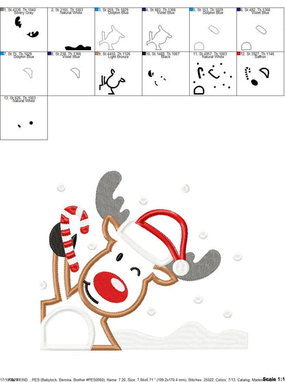 Christmas Rudolf Reindeer Embroidery Design - Xmas embroidery designs machine embroidery pattern - Holiday embroidery file instant download Marcia Embroidery