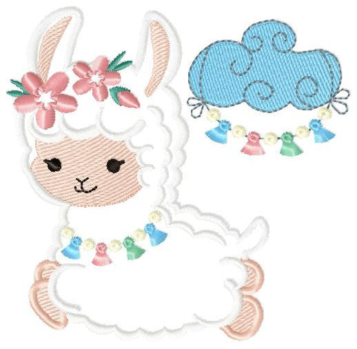 Llama with flowers embroidery design - Mexican cactus machine embroidery pattern - Mexican llama applique design - Instant download pes jef