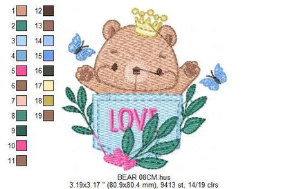 Bear embroidery designs - Teddy embroidery design machine embroidery pattern - Baby Boy embroidery file - instant download bear in a pocket Marcia Embroidery