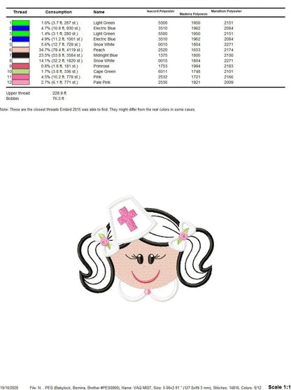 Nurse embroidery designs - Caretaker embroidery design machine embroidery pattern - Hospital embroidery file - instant download digital Marcia Embroidery
