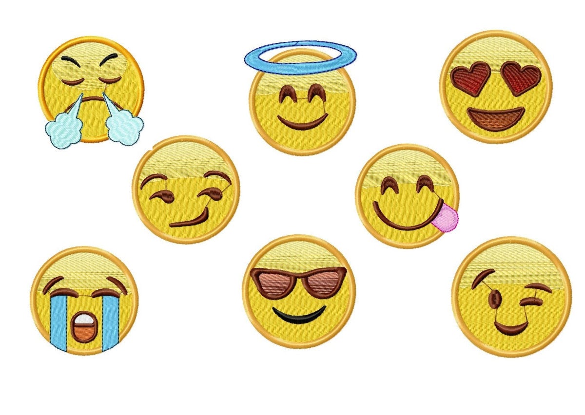 Emoji embroidery design set - Emoticons machine embroidery designs - Smiley embroidery file Emoji Smileys Emoji Faces - instant download