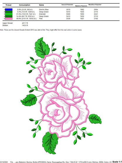 Flowers embroidery designs - Towel embroidery design machine embroidery pattern - Rose embroidery file flower applique - instant download