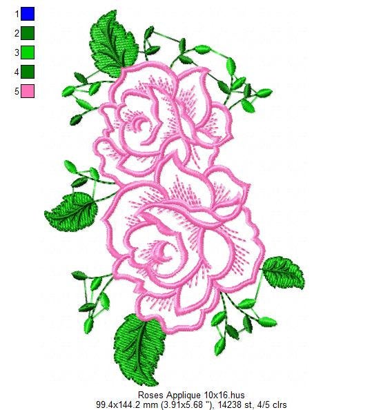 Flowers embroidery designs - Towel embroidery design machine embroidery pattern - Rose embroidery file flower applique - instant download