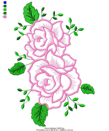 Flowers embroidery designs - Towel embroidery design machine embroidery pattern - Rose embroidery file flower applique - instant download