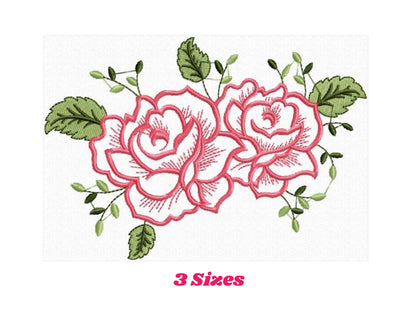 Flowers embroidery designs - Towel embroidery design machine embroidery pattern - Rose embroidery file flower applique - instant download