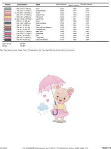 Bear embroidery designs - Teddy embroidery design machine embroidery pattern - bear with umbrella embroidery file - instant download raining