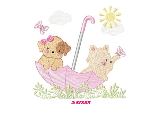 Dog embroidery designs - Cat embroidery design machine embroidery pattern - Puppy embroidery file -  baby girl embroidery instant download