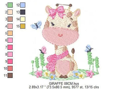 Giraffe embroidery design - Animal embroidery designs machine embroidery pattern - Baby girl embroidery file - Instant download digital file Marcia Embroidery