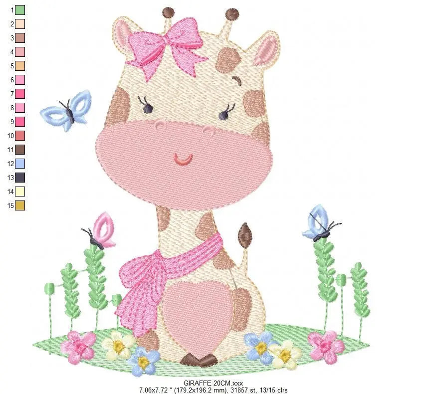 Giraffe embroidery design - Animal embroidery designs machine embroidery pattern - Baby girl embroidery file - Instant download digital file Marcia Embroidery