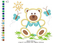 Cargar imagen en el visor de la galería, Bear with butterflies embroidery designs - Teddy Bear embroidery design machine embroidery pattern - Bear applique design - instant download
