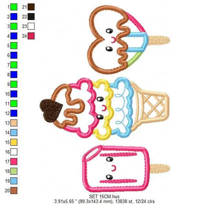 Ice cream embroidery designs - Candy applique machine embroidery pattern - Dessert file - Icecream cone applique - Instant digital download Marcia Embroidery