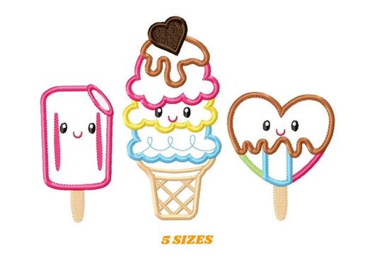 Ice cream embroidery designs - Candy applique machine embroidery pattern - Dessert file - Icecream cone applique - Instant digital download Marcia Embroidery