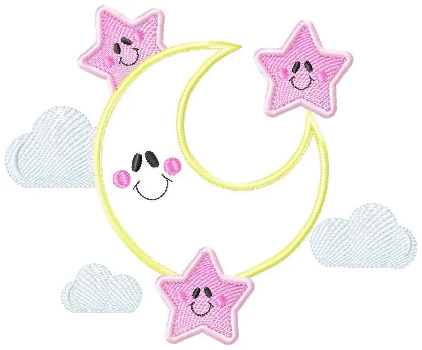 Moon embroidery design - Stars embroidery design machine embroidery patterns - Cloud embroidery file moon applique design - night embroidery Marcia Embroidery