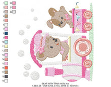 Cargar imagen en el visor de la galería, Bear with train embroidery designs - Bear embroidery design machine embroidery pattern - Baby boy embroidery file - instant download dog
