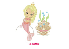 Cargar imagen en el visor de la galería, Mermaid embroidery designs - Princess embroidery design machine embroidery pattern - Mermaid rippled design - Ariel embroidery file girl
