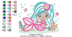 Mermaid embroidery designs - Princess embroidery design machine embroidery pattern - Mermaid applique design - Girl embroidery file download