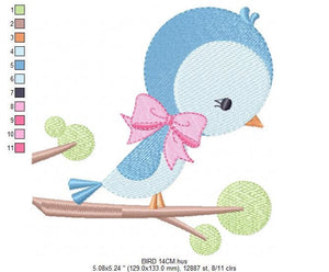 Bird embroidery designs - Baby girl embroidery design machine embroidery pattern - instant download - Nursery embroidery file digital file