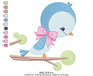 Bird embroidery designs - Baby girl embroidery design machine embroidery pattern - instant download - Nursery embroidery file digital file