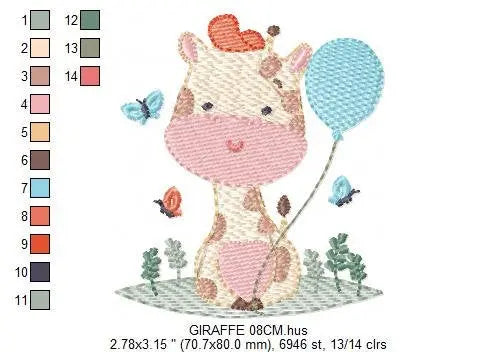 Giraffe embroidery design - Animal embroidery designs machine embroidery pattern - Baby boy embroidery file - Instant download digital file Marcia Embroidery