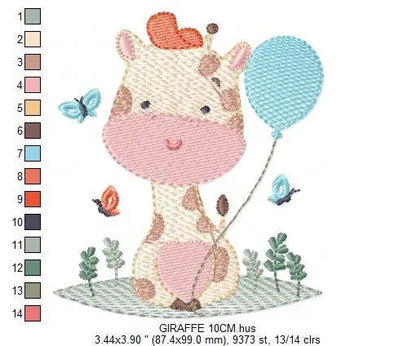 Giraffe embroidery design - Animal embroidery designs machine embroidery pattern - Baby boy embroidery file - Instant download digital file Marcia Embroidery