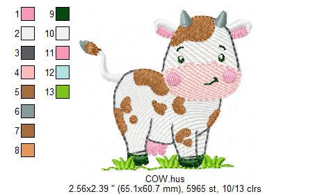 Farm animals embroidery design - Cow embroidery designs machine embroidery pattern - Farm embroidery file - Boy embroidery horse rippled