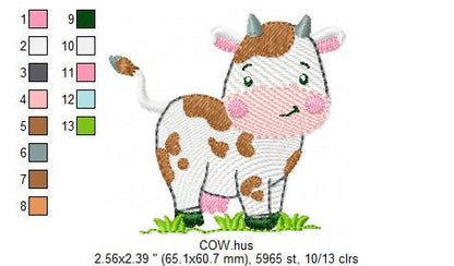 Farm animals embroidery design - Cow embroidery designs machine embroidery pattern - Farm embroidery file - Boy embroidery horse rippled