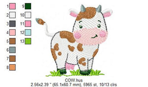 Farm animals embroidery design - Cow embroidery designs machine embroidery pattern - Farm embroidery file - Boy embroidery horse rippled