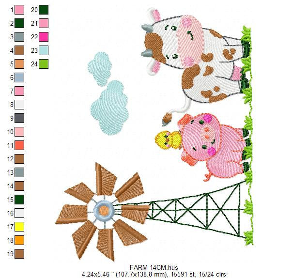 Farm animals embroidery design - Cow embroidery designs machine embroidery pattern - Farm embroidery file - Boy embroidery horse rippled