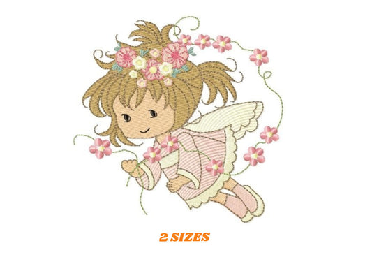 Fairy embroidery designs - Baby girl embroidery design machine embroidery pattern - Pixie embroidery file - Fairy design Instant Download