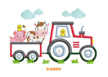 Charger l&#39;image dans la galerie, Tractor embroidery designs - Farm animals embroidery design machine embroidery pattern - Vehicle embroidery file - tractor applique baby boy
