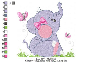 Elephant embroidery designs - Animal embroidery design machine embroidery pattern - Baby girl embroidery file - kid embroidery Towel pillow